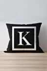 Harfli Kırlent Yastık Kılıfı K Harfi - 43x43 cm