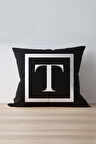 Harfli Kırlent Yastık Kılıfı T Harfi - 43x43 cm