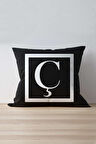 Harfli Kırlent Yastık Kılıfı Ç Harfi - 43x43 cm