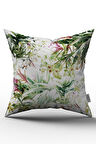 Yeşil Beyaz Tropikal Yaprak Desenli Kırlent Yastık Kılıfı - CGH028