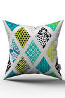 Mavi Yeşil Modern Geometrik Desenli Kırlent Yastık Kılıfı - CGH065