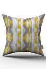 Sarı Gri Geometrik Çizgili Kırlent Yastık Kılıfı - CGH073