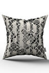 Siyah Krem Etnik Çiçekli Kırlent Yastık Kılıfı - CGH134