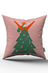 Pembe Yılbaşı  Temalı Kırlent Yastık Kılıfı - CGH214