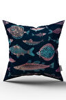 Pembe Lacivert Balık Figürlü Kırlent Yastık Kılıfı - CGH257