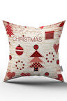 Kırmızı Yılbaşı Temalı Dijital Baskılı Kırlent Yastık Kılıfı - CGH307