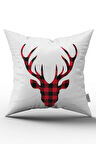 Kırmızı Beyaz Yılbaşı Temalı Dijital Baskılı Kırlent Yastık Kılıfı - CGH327