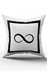 Siyah Beyaz Harf Dijital Baskılı Kırlent Kılıfı sonsuz İşareti