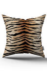 Çift Taraflı Kahverengi Siyah Zebra Desenli Dijital Baskı Kırlent Yastık Kılıfı - CGH366-CT