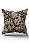Çift Taraflı Kahverengi Siyah Yılan Derisi Desenli Dijital Baskı Kırlent Yastık Kılıfı - CGH364-CT