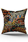 Çift Taraflı Siyah Karışık Renkli Leopar Zebra Desenli Dijital Baskı Kırlent Yastık Kılıfı - CGH361-CT