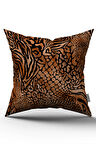 Çift Taraflı Kahverengi Turuncu Zebra Leopar Desenli Dijital Baskı Kırlent Yastık Kılıfı - CGH350-CT