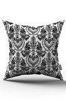 Çift Taraflı Siyah Beyaz Etnik Damask Desenli Kırlent Yastık Kılıfı - CGH343-CT