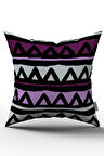 Çift Taraflı Mor Siyah Geometrik Modern Kırlent Yastık Kılıfı - CGH231-CT