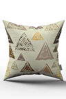 Çift Taraflı Sarı Kahverengi Geometrik Desenli Kırlent Yastık Kılıfı - CGH112-CT