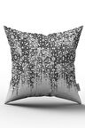 Çift Taraflı Beyaz Gri Etnik Çiçekli Kırlent Yastık Kılıfı - CGH090-CT