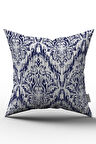 Çift Taraflı Lacivert Beyaz Damask Desenli Kırlent Yastık Kılıfı - CGH089-CT