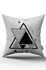Çift Taraflı Beyaz Siyah Geometrik Desenli Kırlent Yastık Kılıfı - CGH083-CT