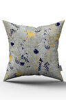Çift Taraflı Lacivert Sarı Çiçekli Kırlent Yastık Kılıfı - CGH075-CT
