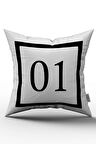 Siyah Beyaz Rakamlı Dijital Baskı Kırlent Kılıfı 01