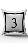 Siyah Beyaz Rakamlı Dijital Baskı Kırlent Kılıfı -3