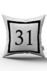 Siyah Beyaz Rakamlı Dijital Baskı Kırlent Kılıfı 31