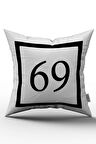 Siyah Beyaz Rakamlı Dijital Baskı Kırlent Kılıfı 69