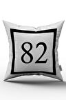 Siyah Beyaz Rakamlı Dijital Baskı Kırlent Kılıfı 82