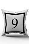 Siyah Beyaz Rakamlı Dijital Baskı Kırlent Kılıfı -9