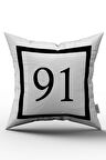 Siyah Beyaz Rakamlı Dijital Baskı Kırlent Kılıfı 91