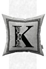 Çift Taraflı Dijital Baskılı Harfli Kırlent Kılıfı  K Harfi