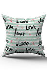 Yeşil Siyah Love Yazılı Dijital Baskı Kırlent Yastık Kılıfı - CGH431
