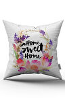Beyaz Home Sweet Home Dekoratif Dijital Baskı Kırlent Yastık Kılıfı - CGH478