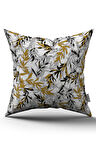 Sarı Siyah Tropikal Yaprak Desenli Dijital Baskı Kırlent Yastık Kılıfı - CGH500