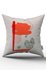 Kırmızı Turuncu Modern Harfli Dijital Baskılı Kırlent Yastık Kılıfı  CGH669