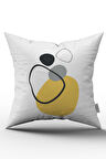 Gri Sarı Dekoratif Modern Soyut Desenli Dijital Baskılı Kırlent Yastık Kılıfı  CGH714