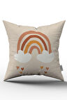 Krem Turuncu Bohem Gökkuşağı Desenli Dijital Baskılı Kırlent Yastık Kılıfı  CGH730