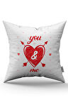 Kırmızı Beyaz Modern Sevgililer Günü Temalı Dijital Baskılı Kırlent Kılıfı CGH972
