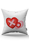 Beyaz Kırmızı Modern Sevgililer Günü Temalı Dijital Baskılı Kırlent Kılıfı CGH984