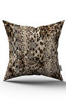 Çift Taraflı Kahverengi Siyah Leopar Yılan Derisi Desenli Dijital Baskı Kırlent Yastık Kılıfı - CGH379-CT