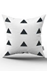 Çift Taraflı Beyaz Siyah Geometrik Dijital Baskılı Kırlent Kılıfı - - CGH314-CT