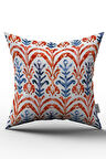 Çift Taraflı Kırmızı Mavi Etnik Desenli Kırlent Yastık Kılıfı - CGH253-CT