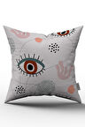 Çift Taraflı Gri Pembe Modern Göz Desenli Kırlent Yastık Kılıfı - CGH248-CT