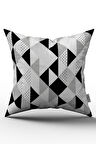 Çift Taraflı Beyaz Siyah Modern Geometrik Kırlent Yastık Kılıfı - CGH245-CT