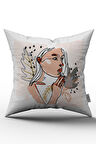Çift Taraflı Beyaz Pembe Figürlü Kırlent Yastık Kılıfı - CGH194-CT