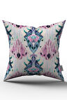 Çift Taraflı Pembe Mavi Etnik Dekoratif Kırlent Yastık Kılıfı - CGH183-CT