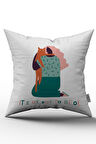 Çift Taraflı Beyaz Yeşil Modern Figürlü Kırlent Yastık Kılıfı - CGH174-CT