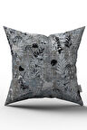 Çift Taraflı Gri Siyah Çiçekli Kırlent Yastık Kılıfı - CGH124-CT