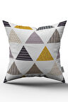 Çift Taraflı Gri Sarı Geometrik Desenli Kırlent Yastık Kılıfı - CGH078-CT