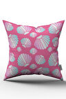Çift Taraflı Pembe Beyaz İstridye Desenli Kırlent Yastık Kılıfı - CGH058-CT